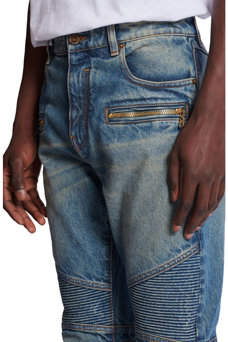 Biker jeans in vintage denim, Alternate, color, blue