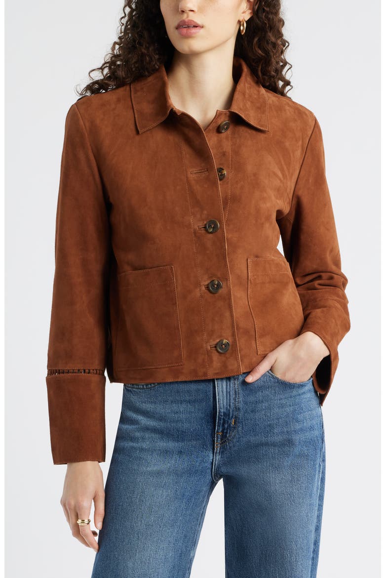 Suede Swing Jacket, Alternate, color, BROWN SHELL