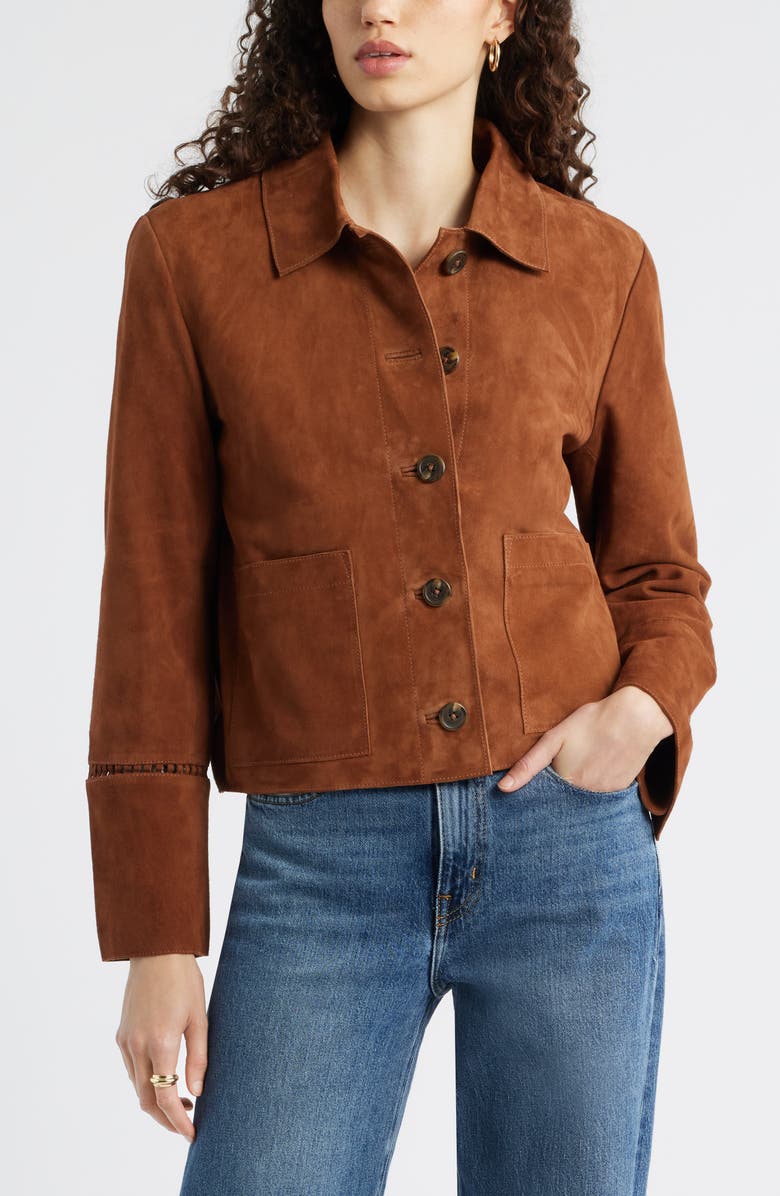 Treasure & Bond Suede Swing Jacket, Alternate, color, Brown Shell