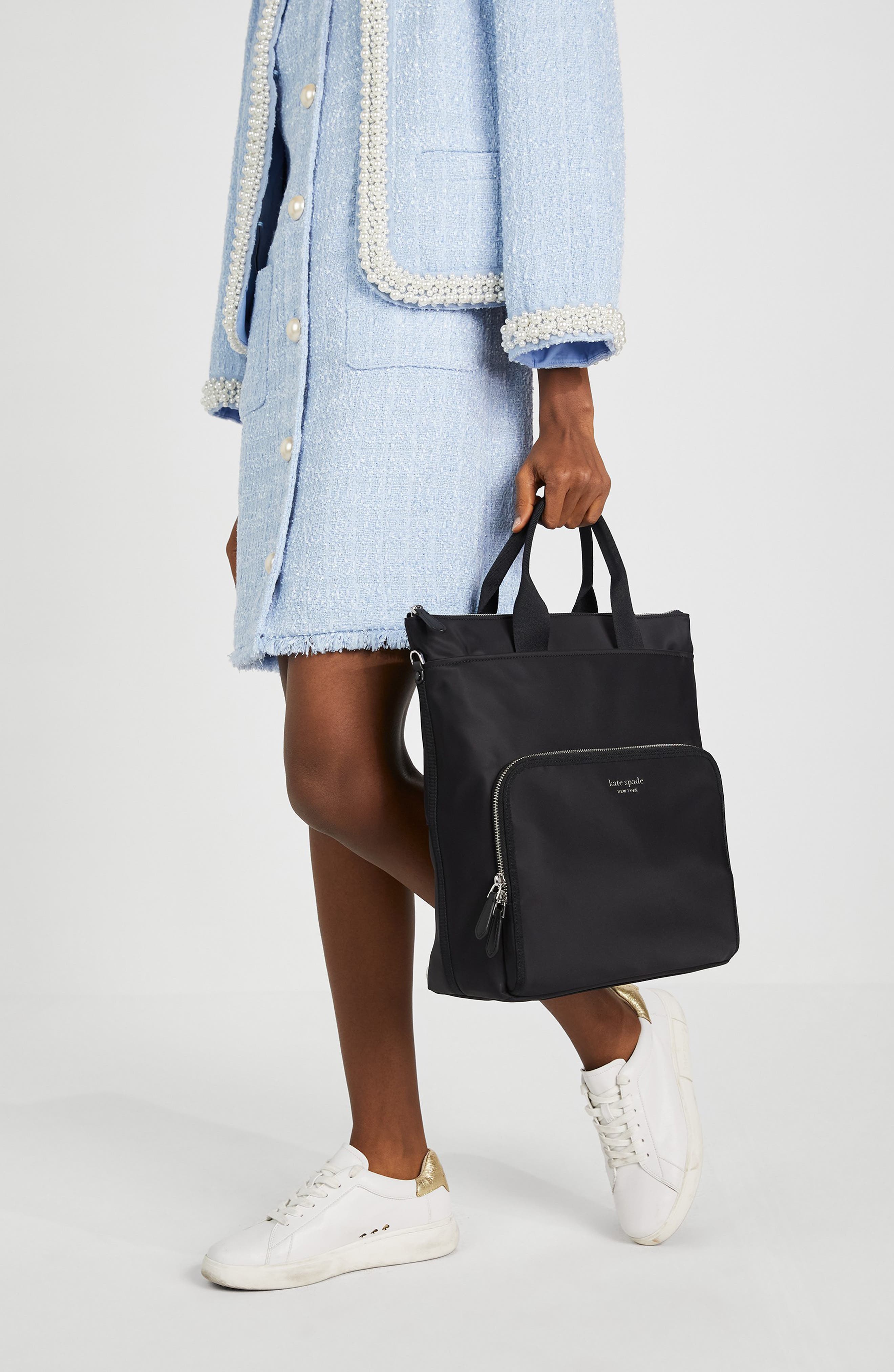 Kate Spade New York sam ksnyl recycled nylon convertible backpack, Alternate, color, 