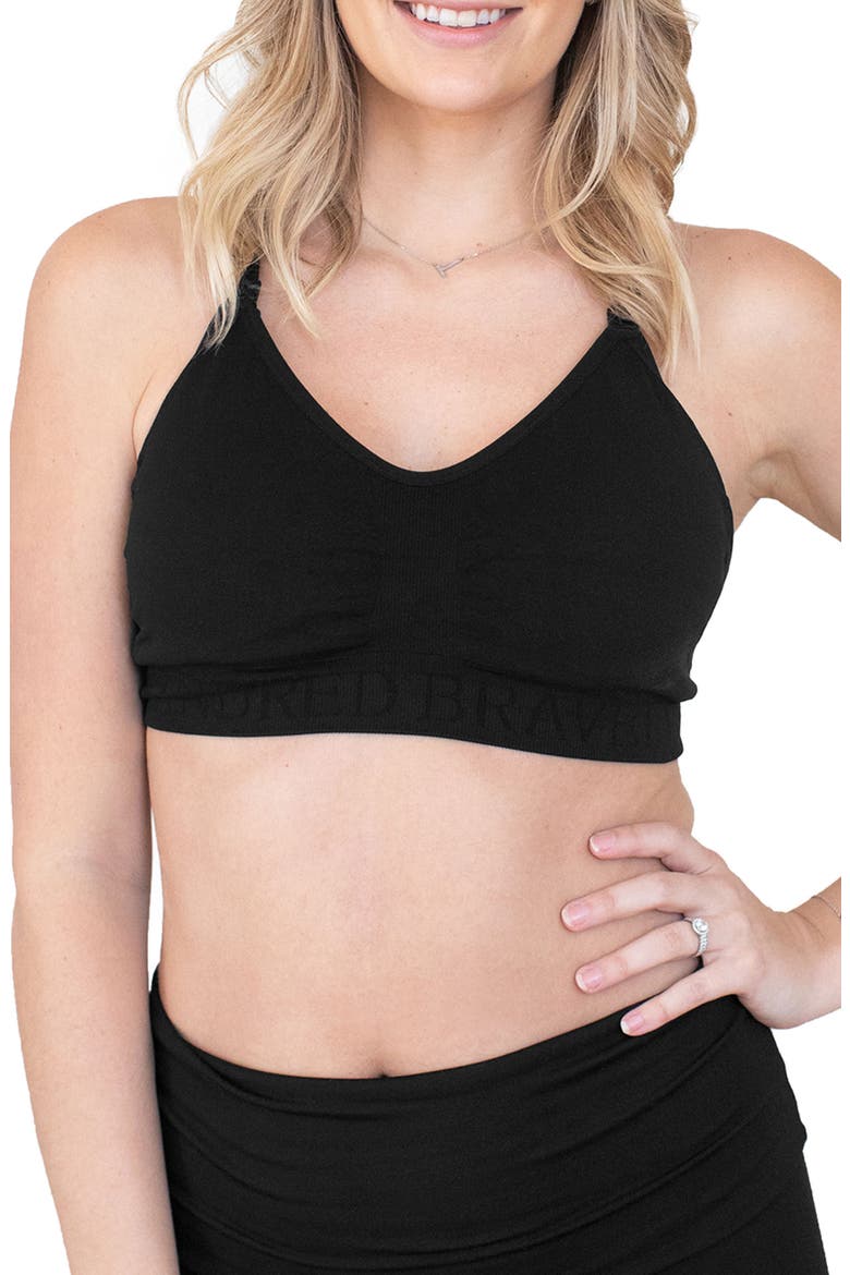 Sublime Hands-Free Pumping & Nursing Sports Bra - Sizing Available in B-D Cup, Main, color, BLACK