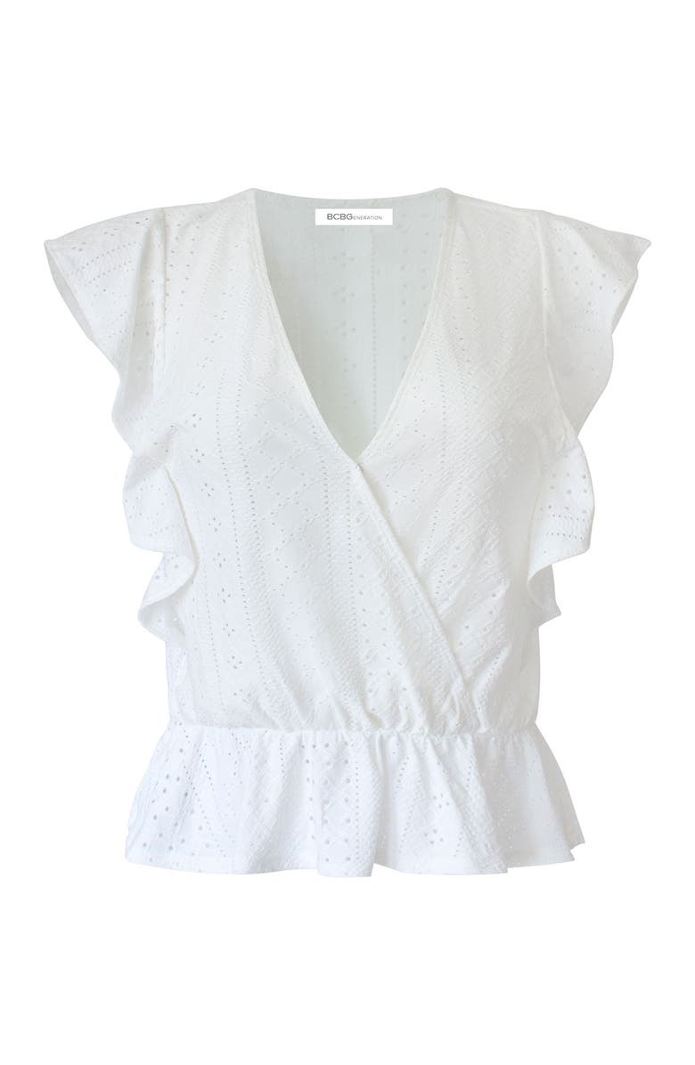 BCBGeneration Flutter Sleeve Surplice Top, Main, color, 