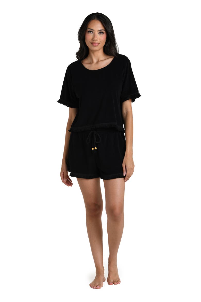 Wild Nomad Fringe Trim Cover-Up Shirt, Alternate, color, BLACK