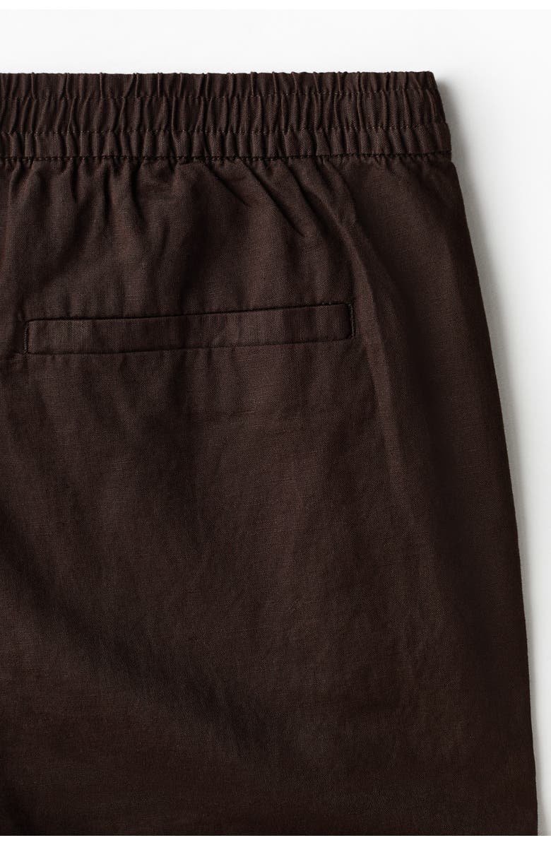 H&M Regular-fit linen-blend shorts, Alternate, color, Dark Brown