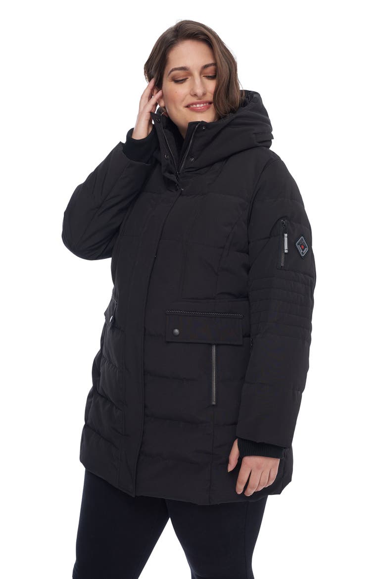 KOOTNEY PLUS SIZE - Vegan Down Mid-Length Parka Coat, Alternate, color, BLACK