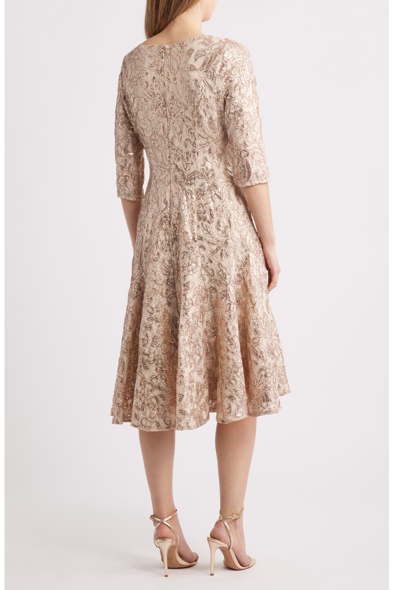 Bead & Sequin A-Line Dress, Alternate, color, CHAMPAGNE