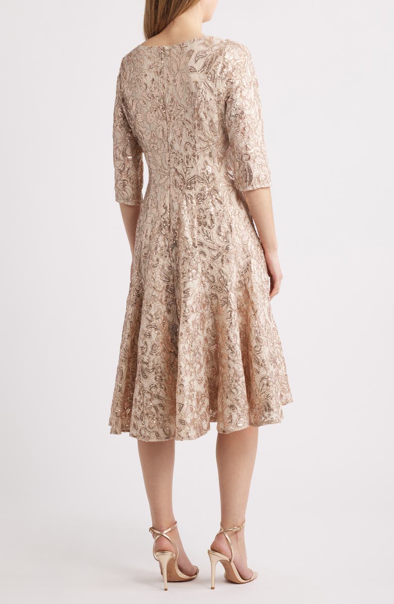 Tahari ASL Bead & Sequin A-Line Dress, Alternate, color, Champagne