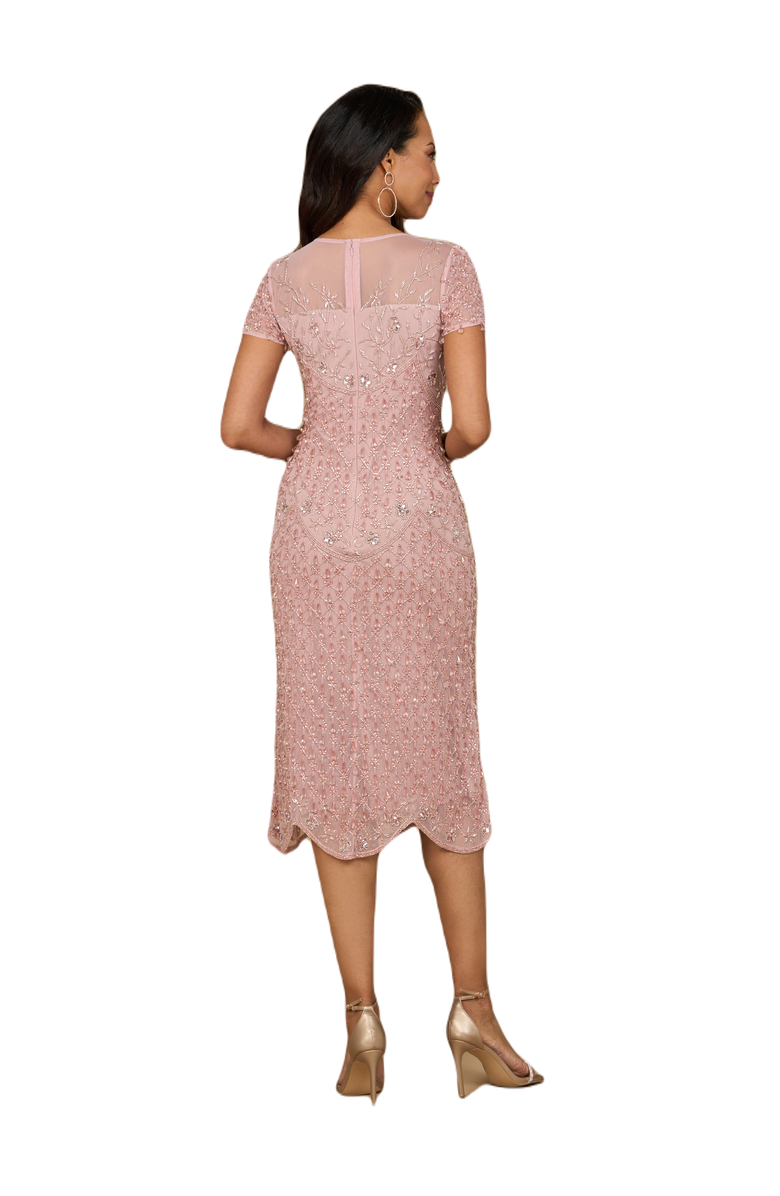 LARA New York Beaded Midi Dress with Cap Sleeves, Alternate, color, Dusty Rose