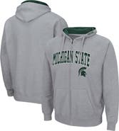 COLOSSEUM Men's Colosseum Heathered Gray Michigan State Spartans Arch & Logo 3.0 Full-Zip Hoodie