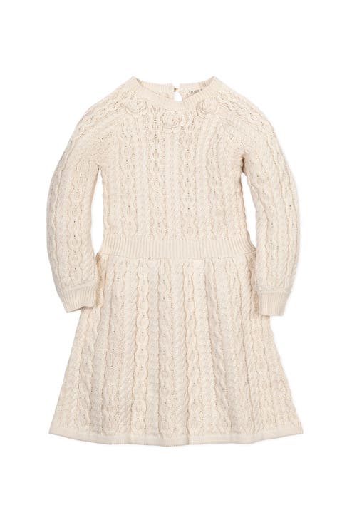 Kids' Organic Rosette Detail Cable Knit Sweater Dress (Toddler, Little Kid and Big Kid)