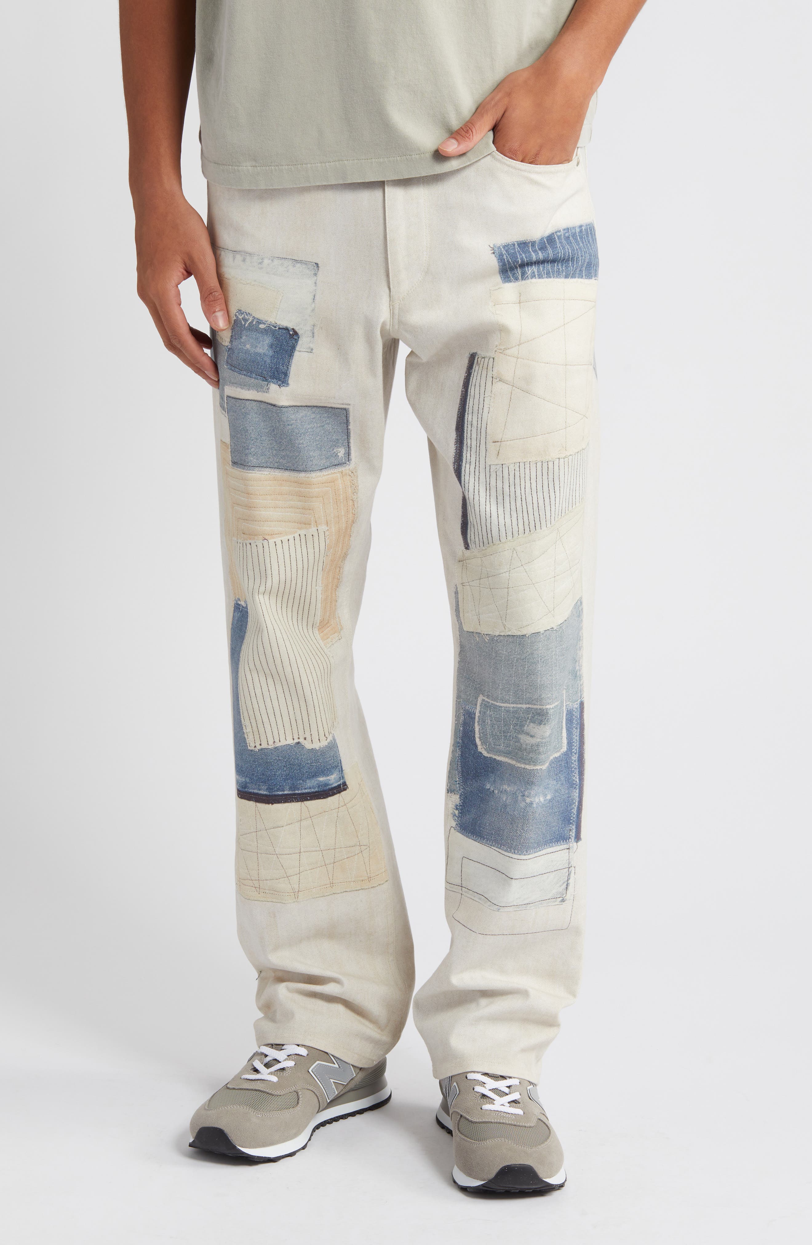 Fit 3 Miramar Patchwork Canvas Straight Leg Jeans
