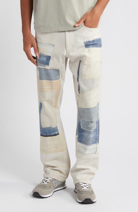 Fit 3 Miramar Patchwork Canvas Straight Leg Jeans (Ecru)