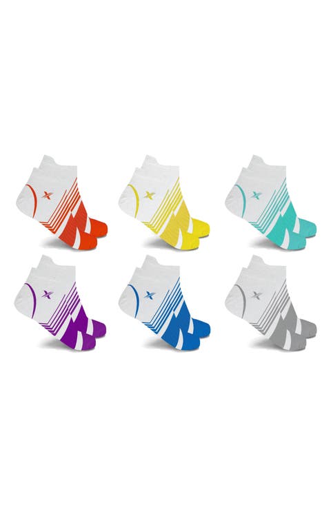 Assorted 6-Pack Ultra V Stripe Compression Ankle Socks