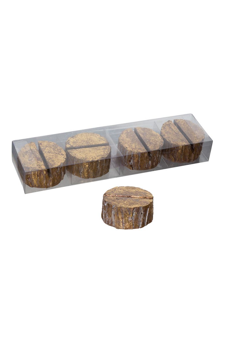 Transpac Gold Textured Birch Place Card Holders Set of 4 for Decor, Main, color, Gold