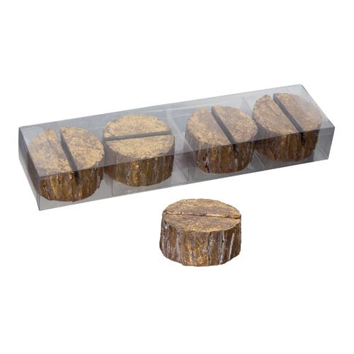 Transpac Gold Textured Birch Place Card Holders Set Of 4 For Decor In Brown