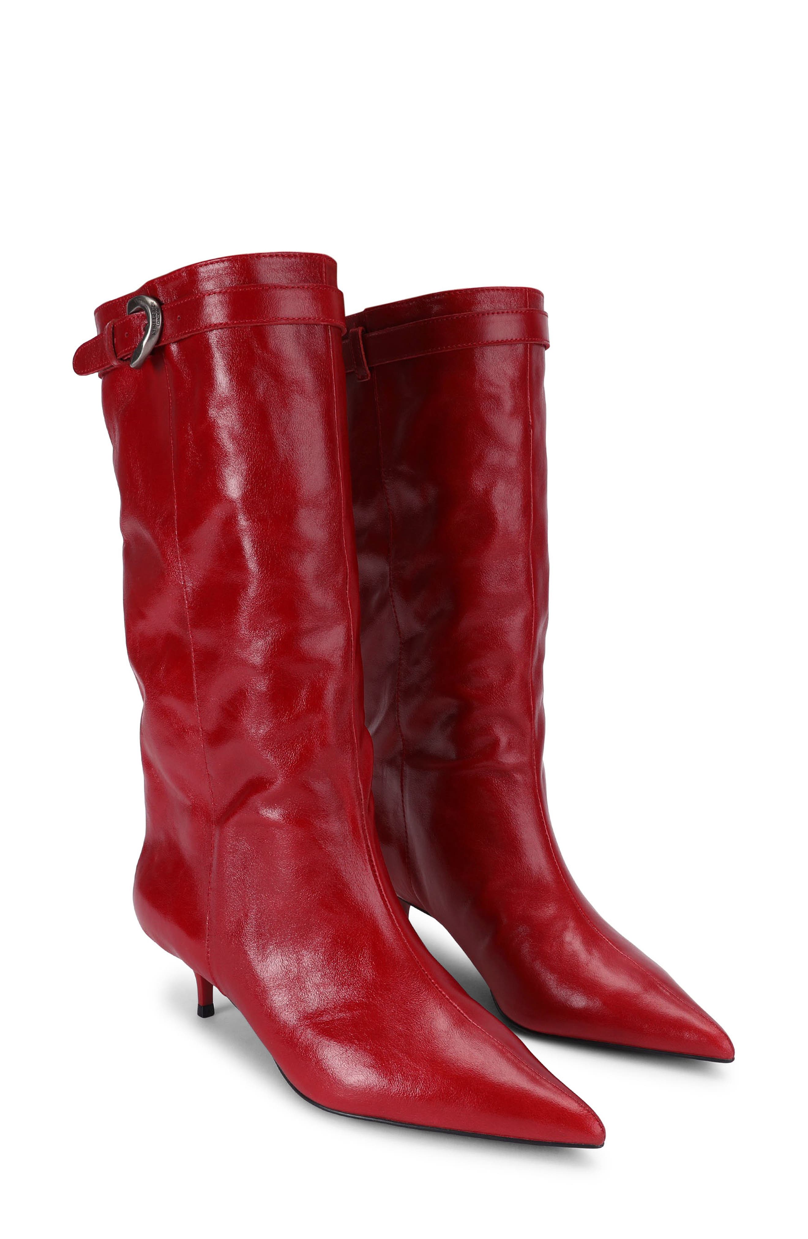 Opera Leather Boot, Main, color, RED