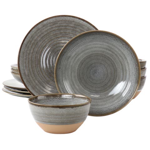 12 Piece Dreamweaver Round Earthenware Dinnerware Set