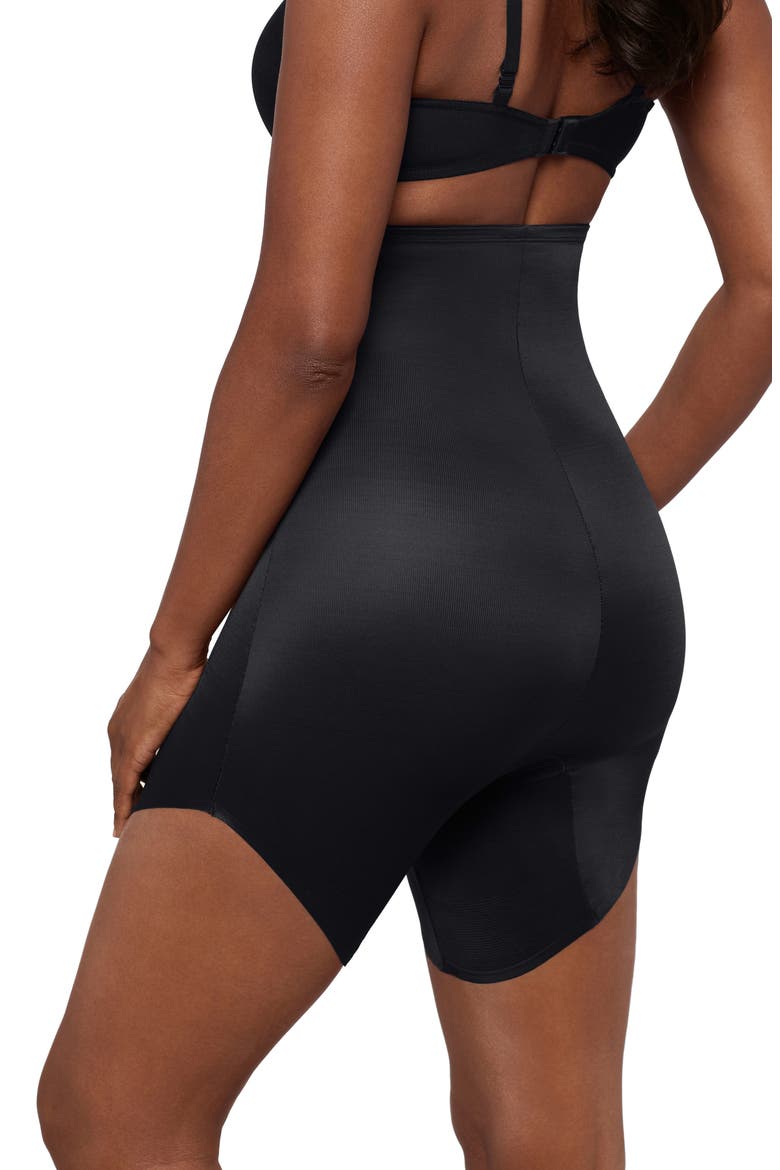 Show Stopper High Waist Slant Hem Shorts, Alternate, color, BLACK