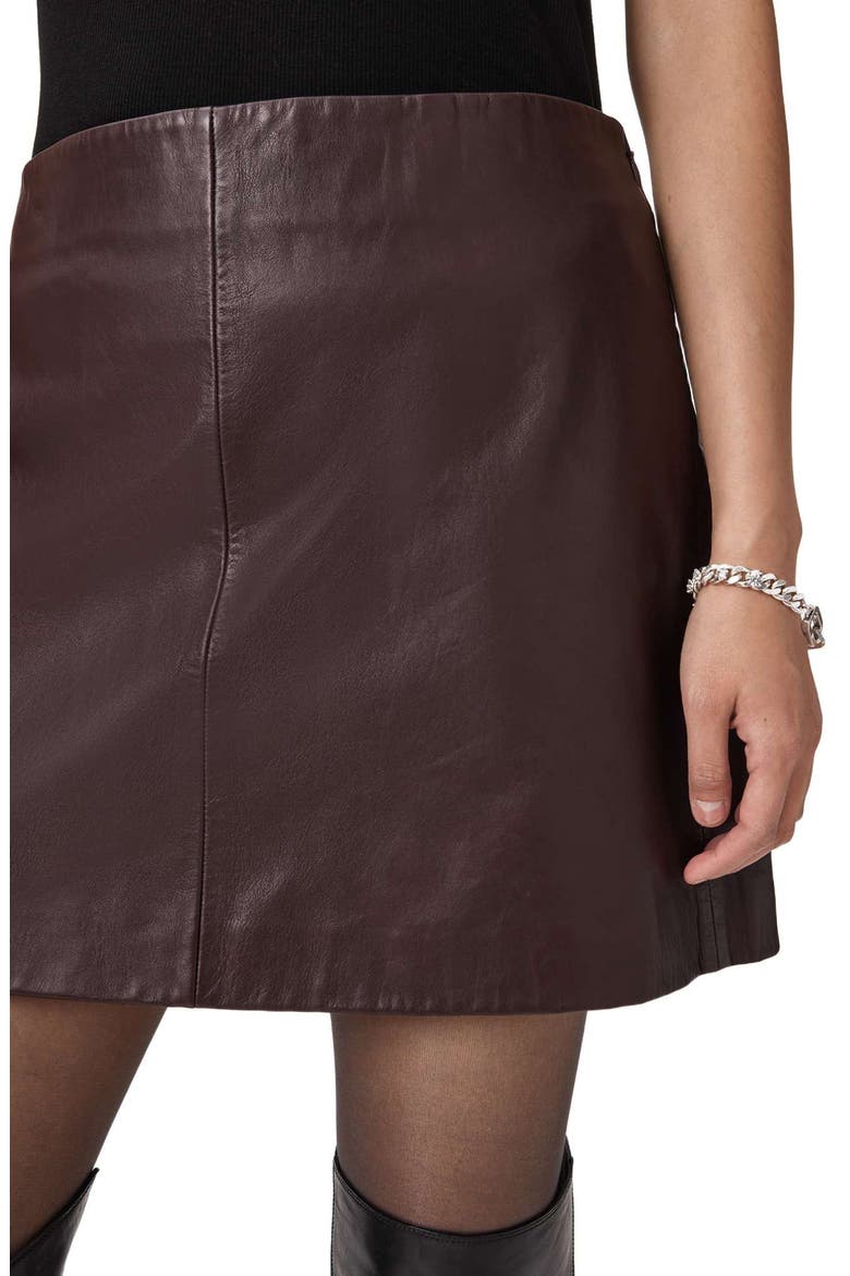 Renai Leather Miniskirt, Alternate, color, OXBLOOD RED