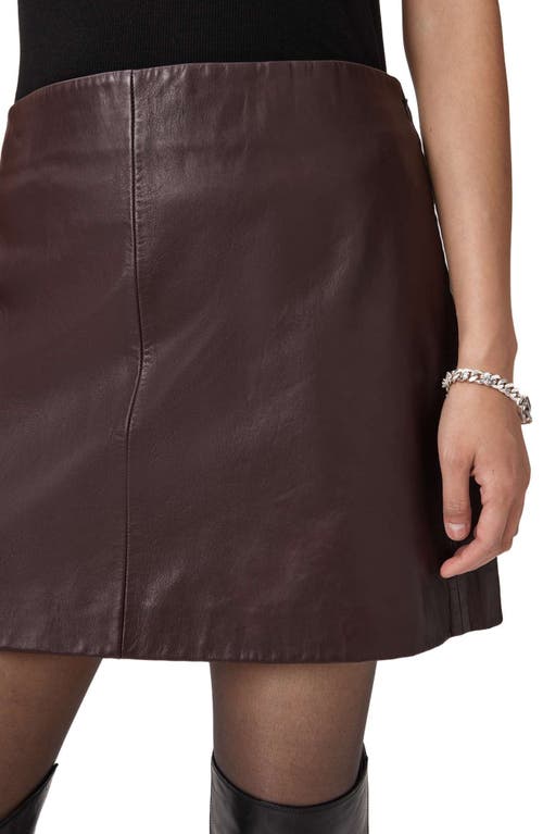 Allsaints Renai Leather Miniskirt In Burgundy