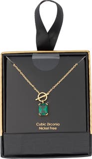 NORDSTROM RACK Cubic Zirconia Drop Toggle Necklace