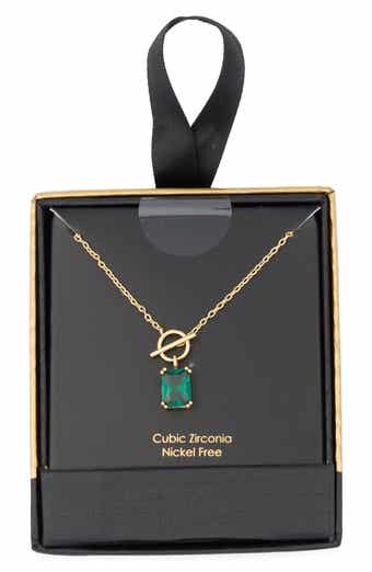 Cubic Zirconia Drop Toggle Necklace
