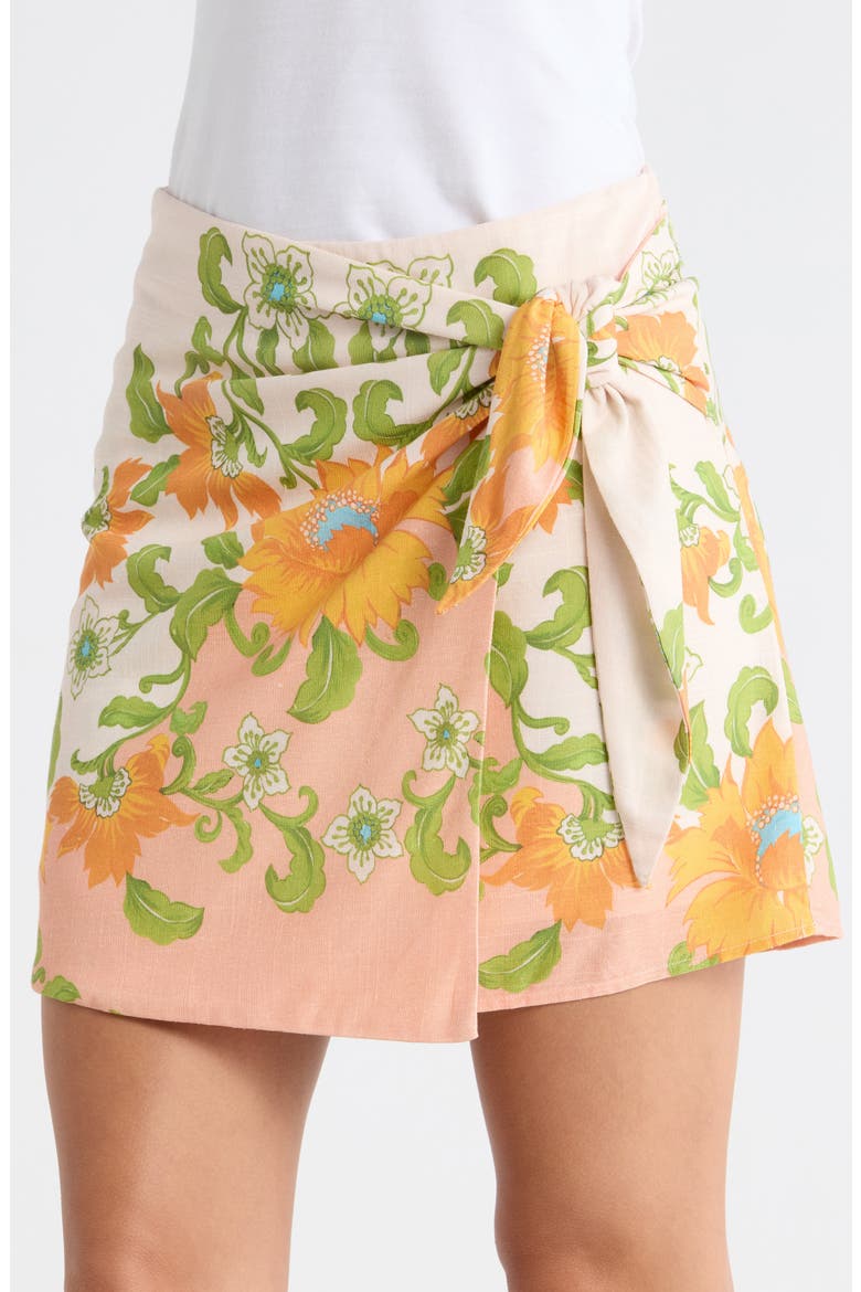 Calypso Faux Wrap Miniskirt, Alternate, color, SPRING FLORAL
