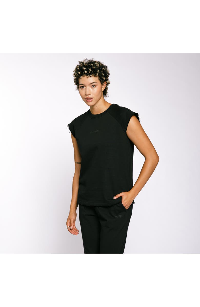 TomboyX French Terry Cut Off Crew, Alternate, color, Black