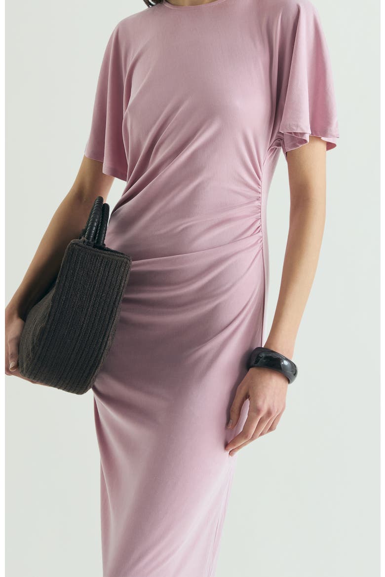 Cupro Dress Gathers, Alternate, color, Pink