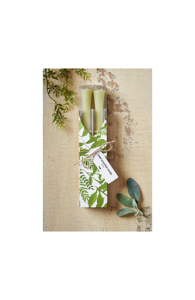 tag Orbit Sculpted Olive Green Taper Candles Set of 2, Alternate, color, Green