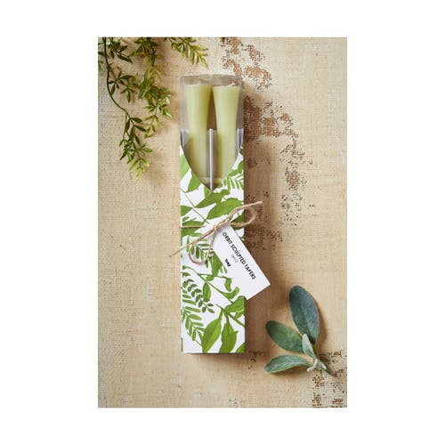 Tag Orbit Sculpted Olive Green Taper Candles Set Of 2 In Green