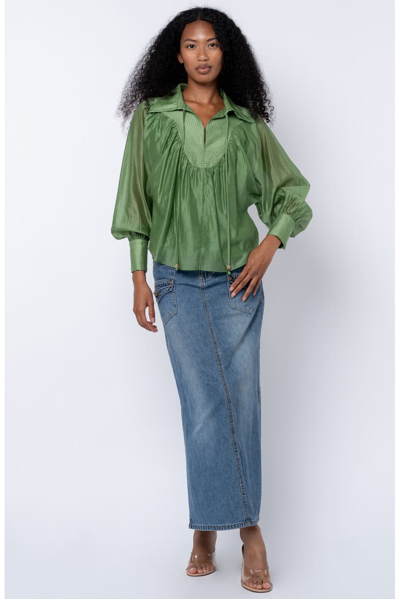 Georgina Quarter Zip Top, Alternate, color, IVY GREEN