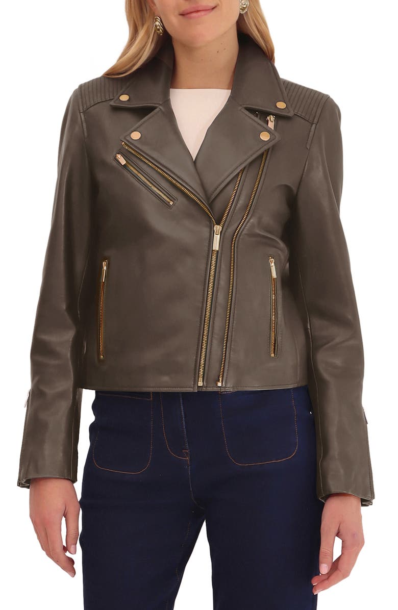 Bagatelle Leather Biker Jacket, Main, color, 
