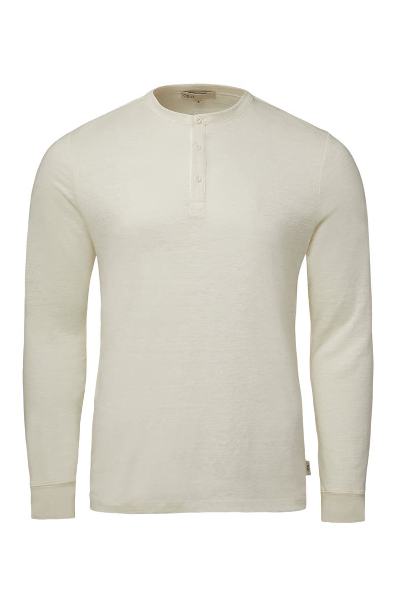 Onia Long Sleeve Linen Henley, Alternate, color, 