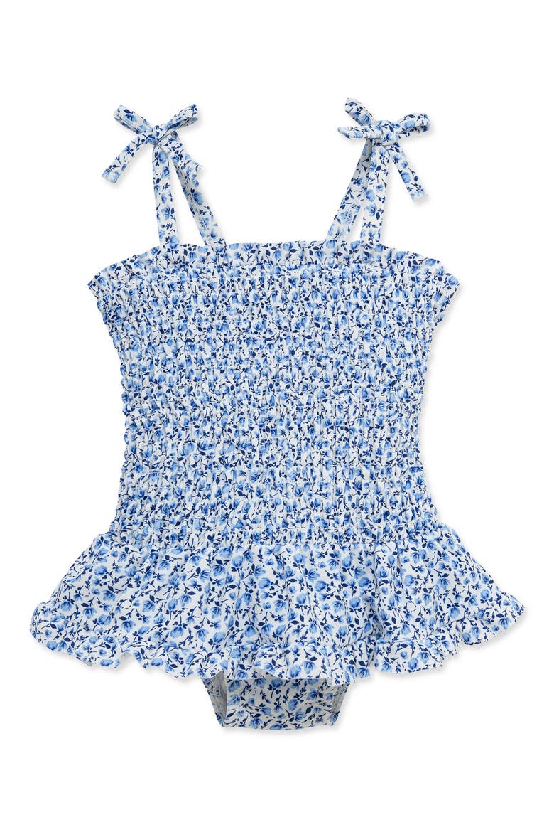 Floral Smocked One-Piece Swimsuit, Main, color, BLUE