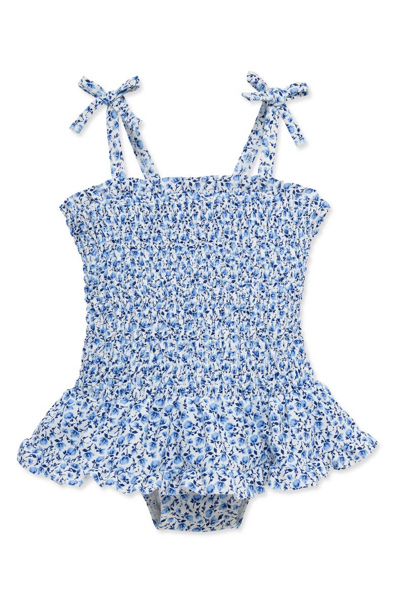 Little Me Floral Smocked One-Piece Swimsuit, Main, color,