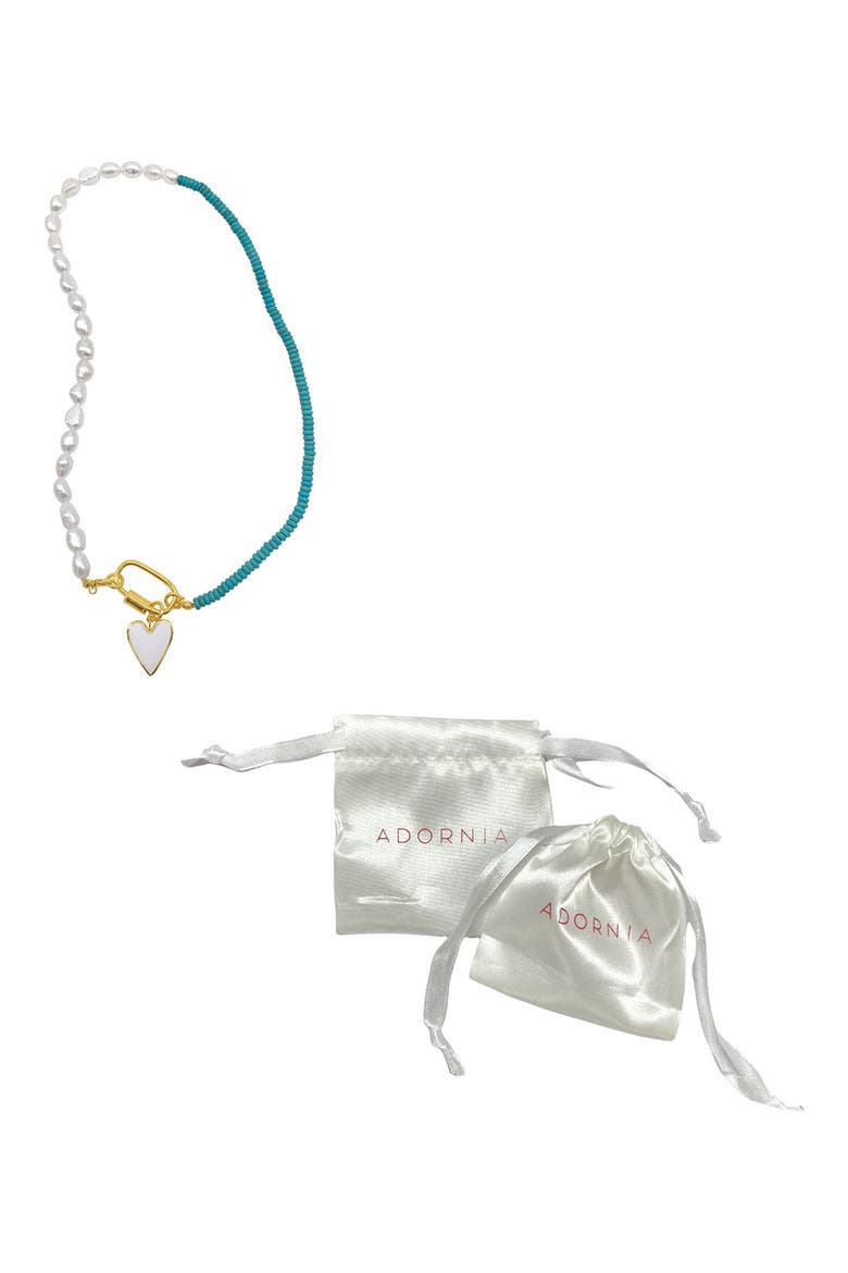 Turquoise & Freshwater Pearl Necklace, Alternate, color, BLUE