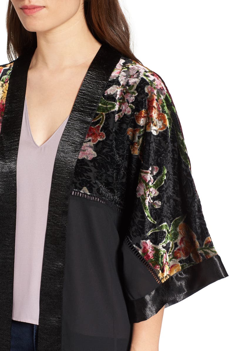 Love, Fire Burnout Floral Kimono, Alternate, color, 