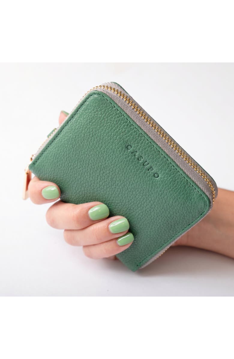 Casupo Small Zipper Wallet with Detachable Key Ring, Alternate, color, Green
