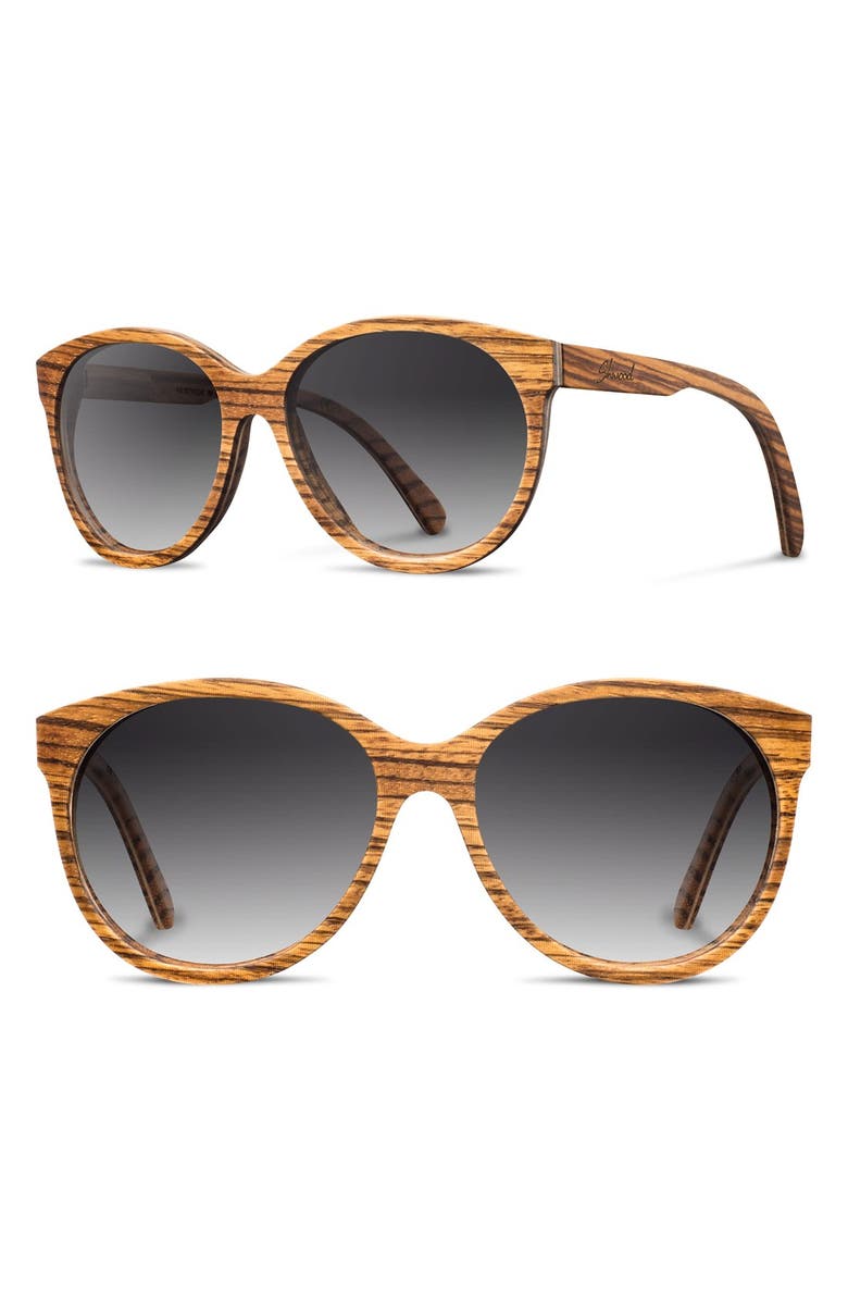 Shwood 'Madison' 54mm Polarized Round Wood Sunglasses, Main, color, 