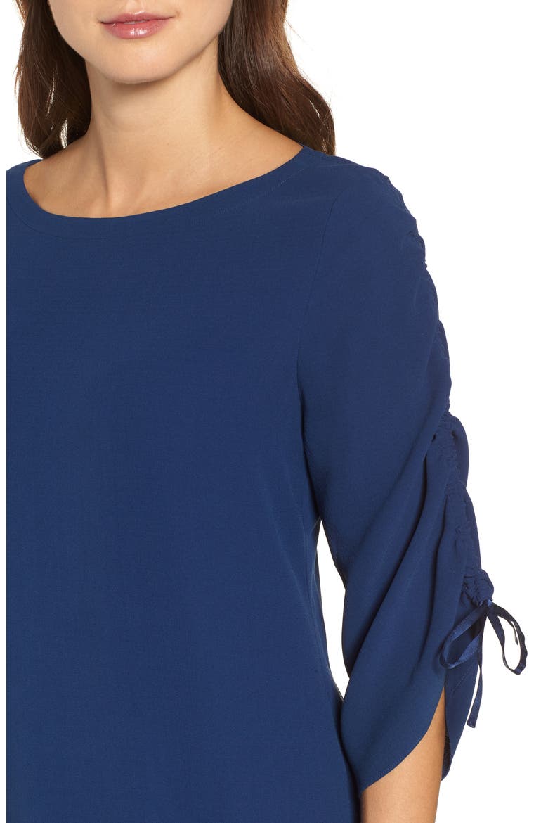 Ballet Neck Silk Top, Alternate, color, BLUE BONNET