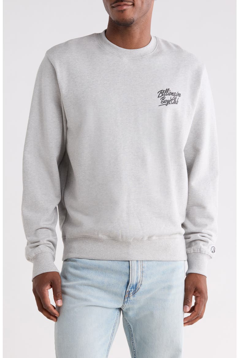 BB Small Script Cotton Sweatshirt, Main, color, HEATHER GREY