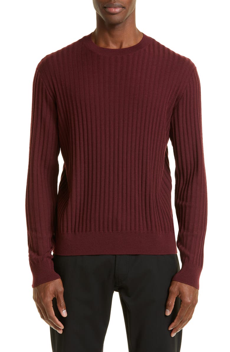 Emporio Armani Crewneck Virgin Wool Rib Sweater, Main, color, 