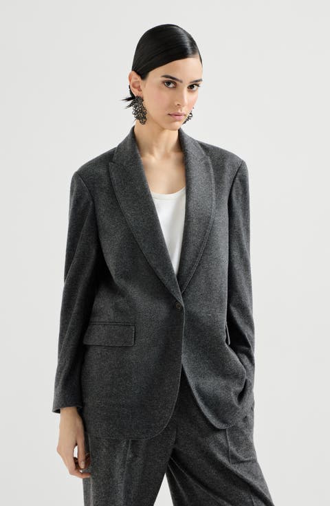 Cashmere jersey blazer with monili