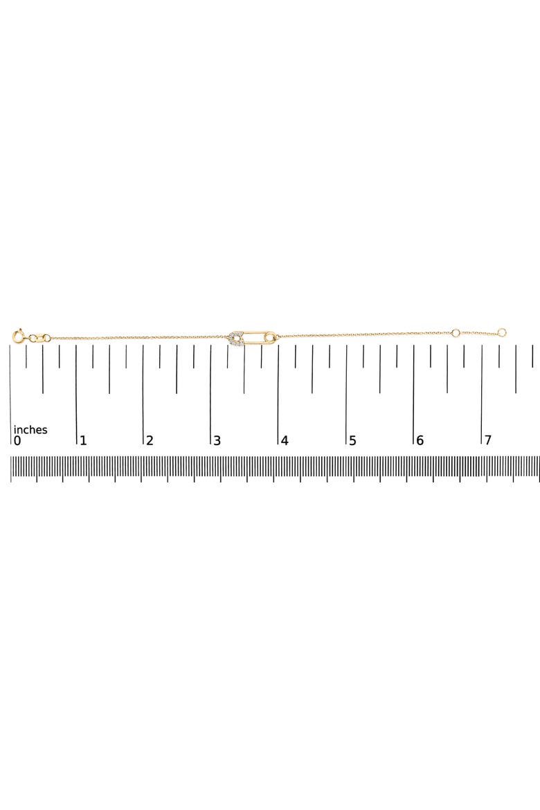 10K Yellow Gold 1/10 Cttw Diamond Paperclip Charm Adjustable Link Bracelet, Alternate, color, Yellow