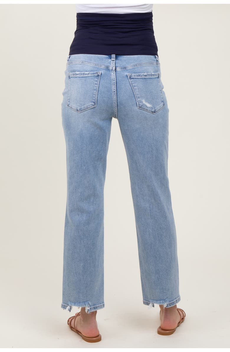 PinkBlush Distressed Cutout Maternity Straight Leg Ankle Jeans, Alternate, color, Light Blue