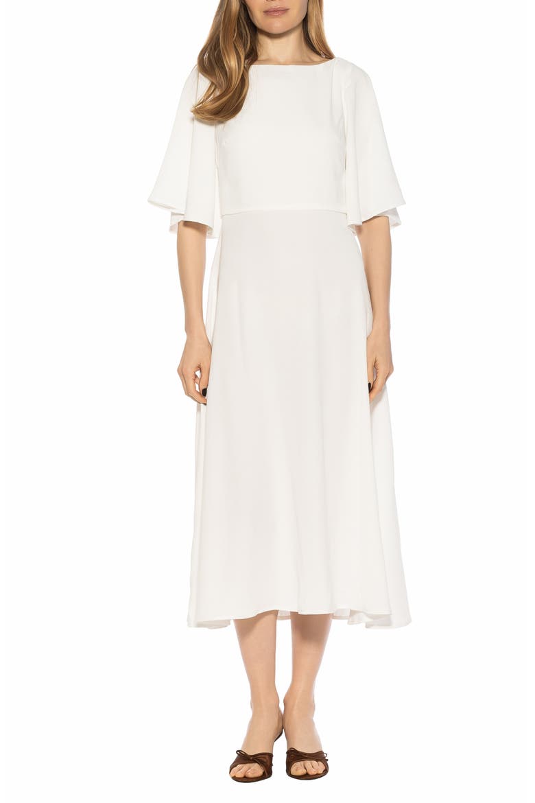 Milos Boatneck Midi Dress, Main, color, SAND