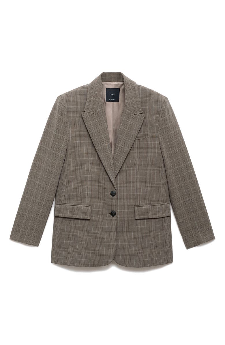 MANGO Check Suit Blazer, Alternate, color, Medium Brown