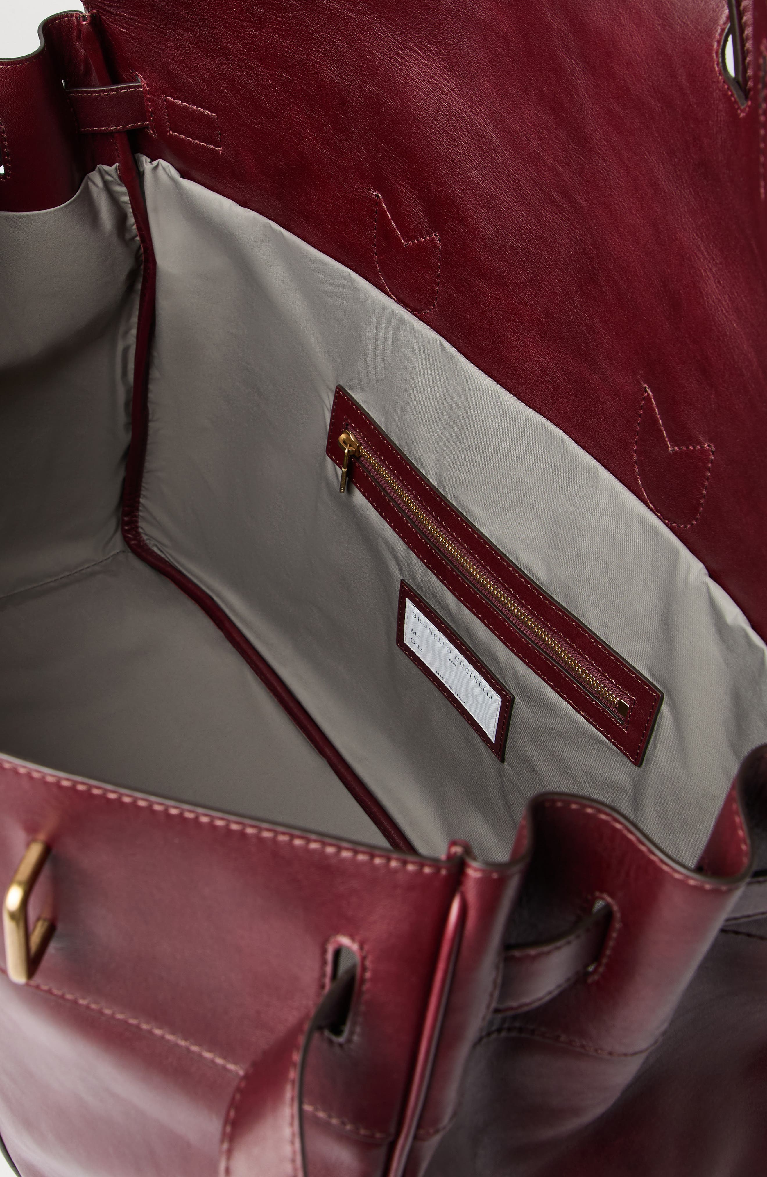 Brunello Cucinelli Calfskin bag, Alternate, color, Burgundy