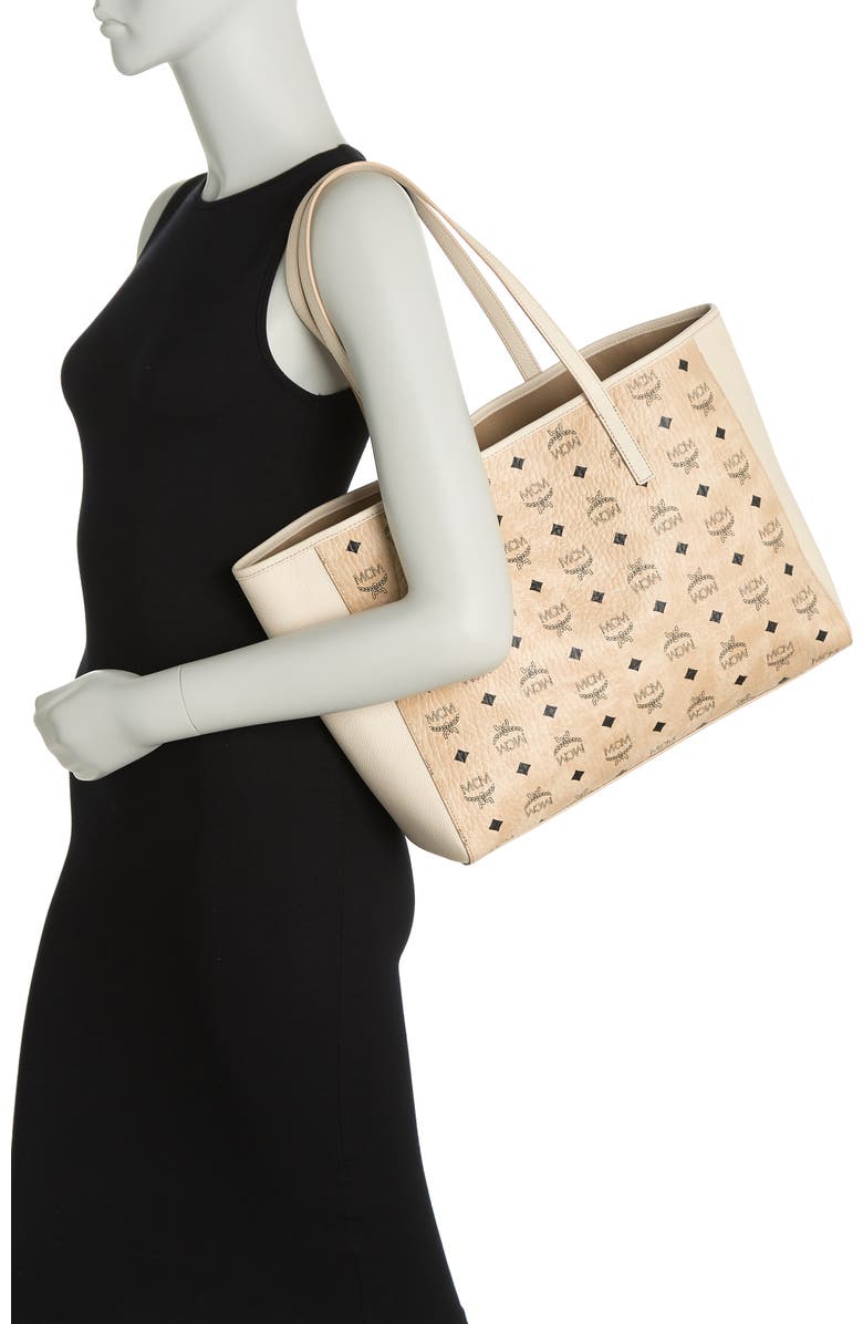 MCM Medium Leather Shopper, Alternate, color,